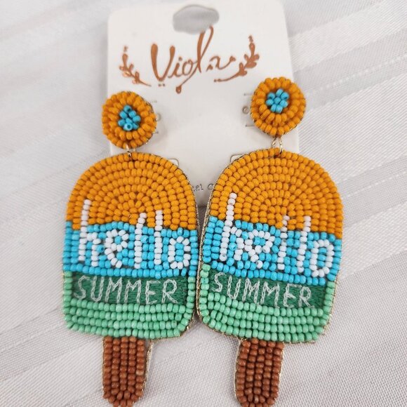 VIOLA Hello Summer Popsicle Seed Bead Earrings NWT - Picture 2 of 3
